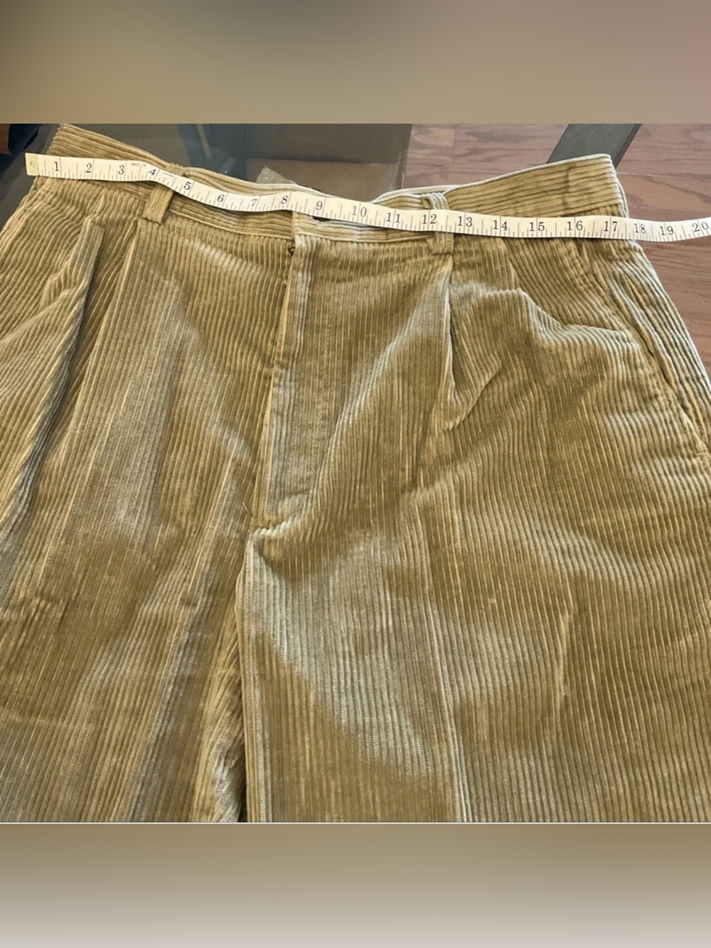 Mens Retro Claiborne Lightweight Pleated Corduroy Cuffed Trousers Size 34x32
